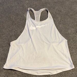 Nike White Racerback Tank Top with Subtle Swoosh